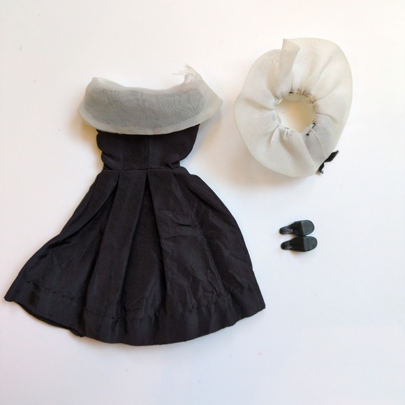 Vtg 60s Barbie After Five #934 Clothing Oufit Complete - Dress Hat Shoes - Picture 5 of 8